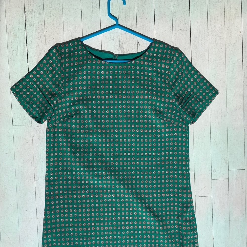 J.Crew green silk summer dress.